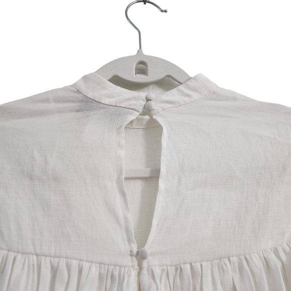 Finders Keepers Blouse 4 Ivory White Lattice Long Sleeve Crop Top Sample - Picture 6 of 13